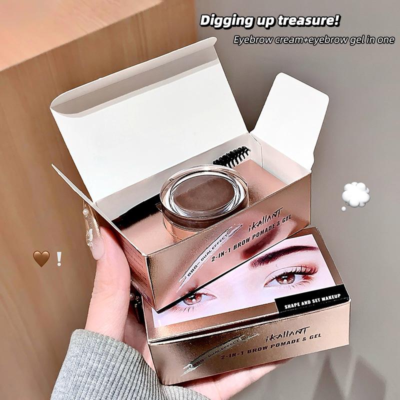 2-in-1 L Brow Pomade & Gel Natural Long-lasting Easy-to-apply Waterproof Eyebrow Cream Create Three-dimensional Eyebrows