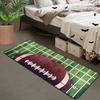 VIKAMA American Football Field Long Runner Rug Vintage Wooden‑texture Rugby Ball Print Non‑slip Sports‑style Bedside Floor Mat