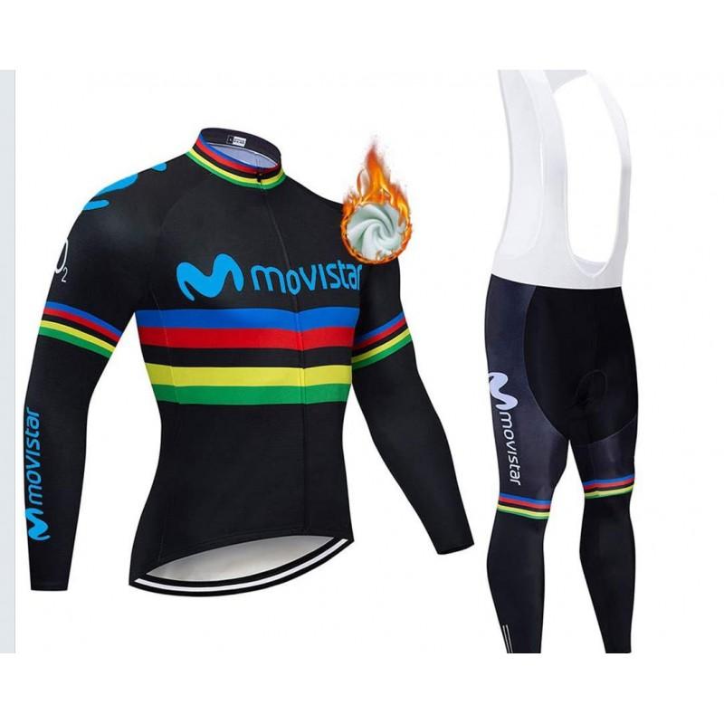 Winter Thermal Cycling Jersey Bib Pants Set Men Women Long Sleeve Fleece Warm Mountain Bike Outfit