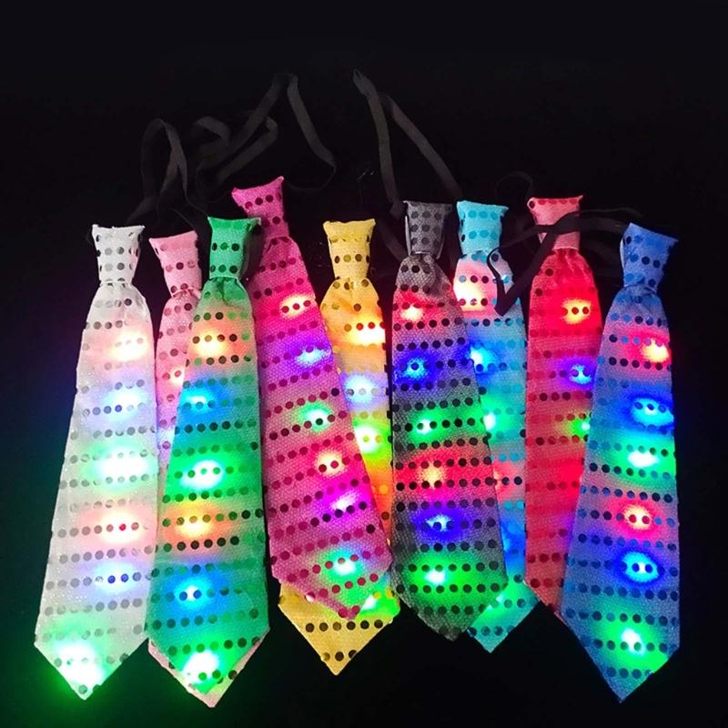 5pcs Glowing Neck Tie Luminous Children Atmosphere Props Accessory for Children Kid Girl Boys Birthday Present