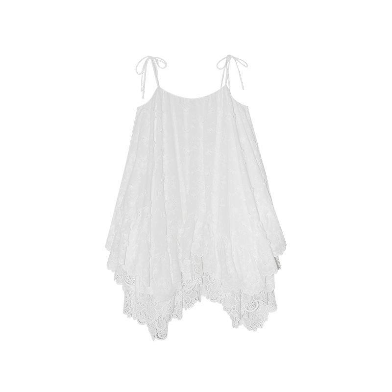 

НОВИНКА Летнее платье на бретельках-спагетти из французского кружева, 25 лет S5196 One Size белый