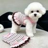 Striped Dog Dress with Bowknot, Cute Ruffle Pet Clothes, Breathable Summer Outfit for Small Dogs Bichon