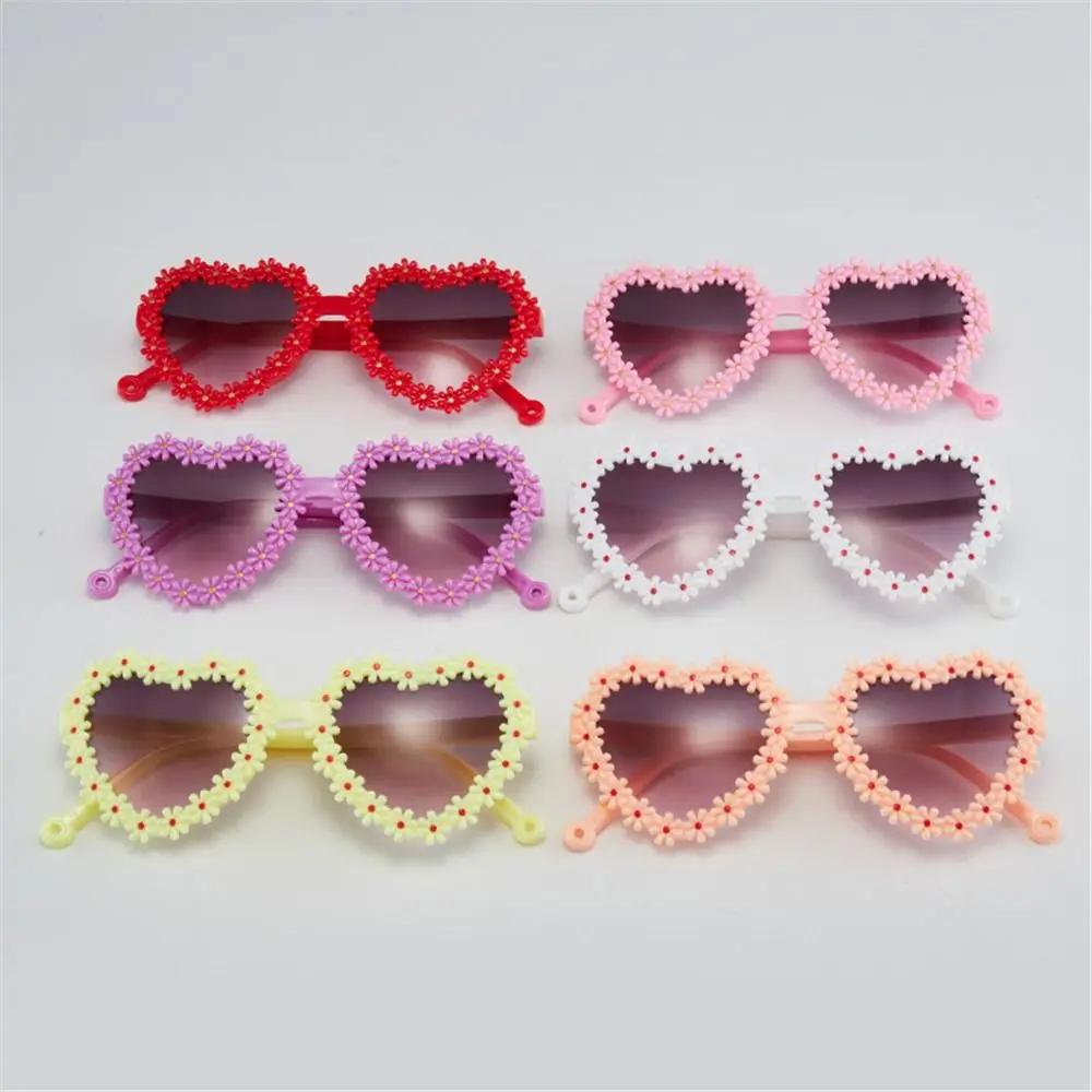 Retro Heart-Shaped Kids Daisy Sunglasses 3-18 Years Vintage Flower Sun Glasses Sun Protection Outdoor Eyewear for Boys Girls
