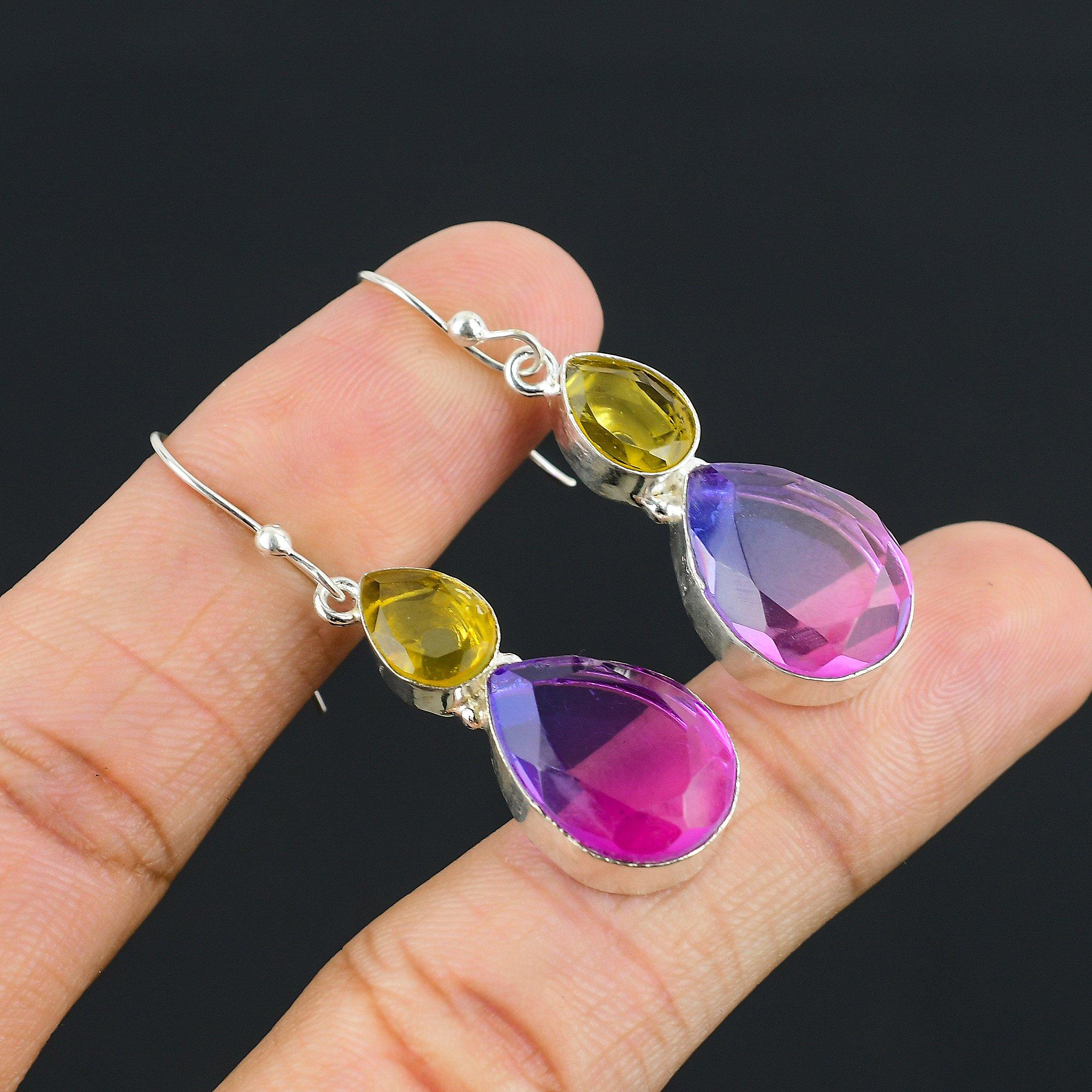 

Подарочные ювелирные серьги из стерлингового серебра 925 пробы с мультитурмалином, 2,18 дюйма