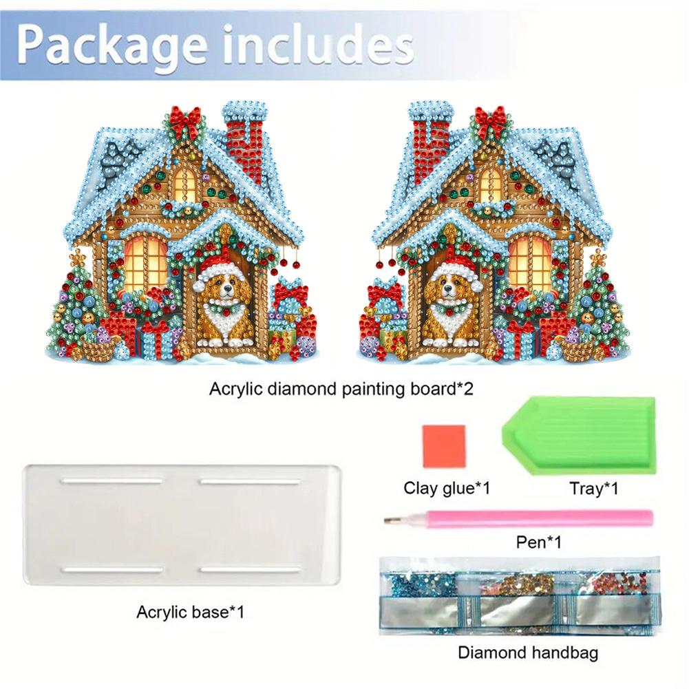 Double Sided Christmas Diamond Painting Napkin Holder DIY 5D Acrylic Diamond Painting Tabletop Paper Towel Holder Desk Ornaments