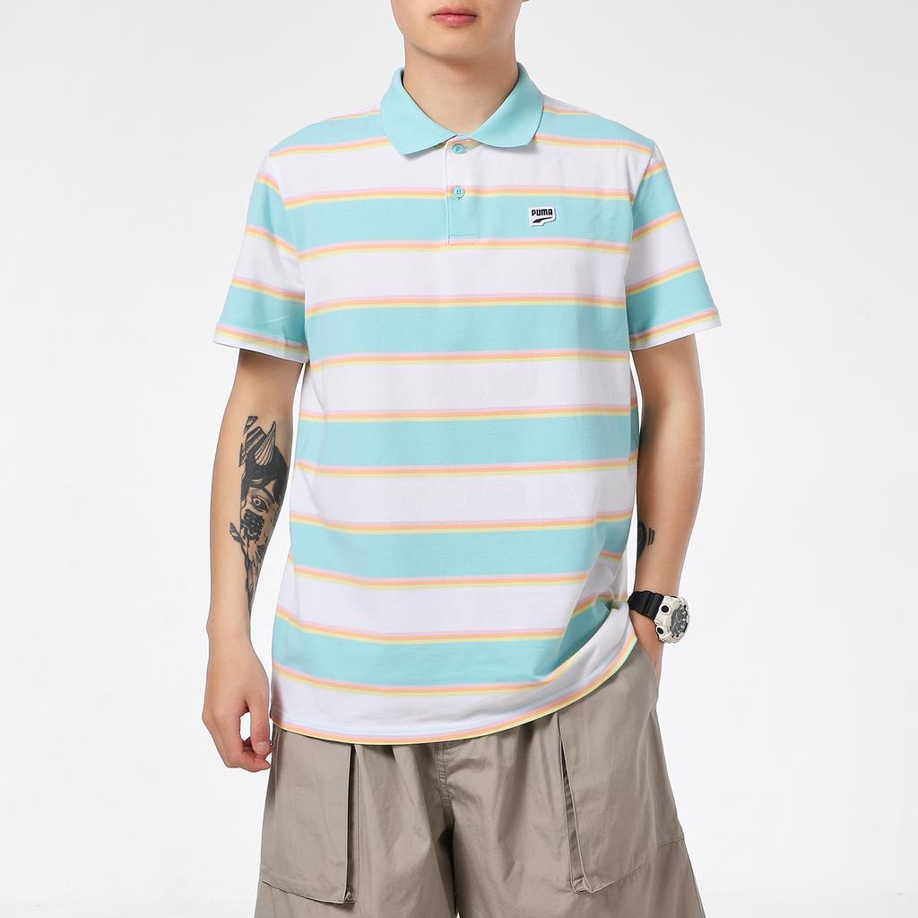 Puma Casual Sports Breathable Striped Short Sleeve Polo Shirt Men Tops White 599781-52