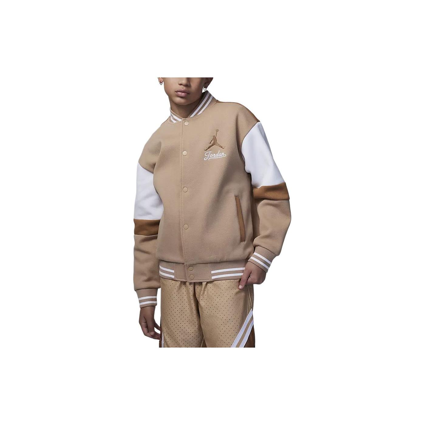 

Jordan Color Block Logo Embroidered Casual Long Sleeve Kids tops Khaki HF2449-200 XL