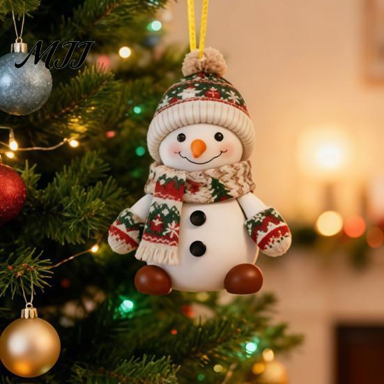 Christmas Gift Tags Snowman Hanging Ornament, 2D Acrylic Lightweight Pendant, Fade Ornaments Resistant Piece for Holiday Tree Party Festive