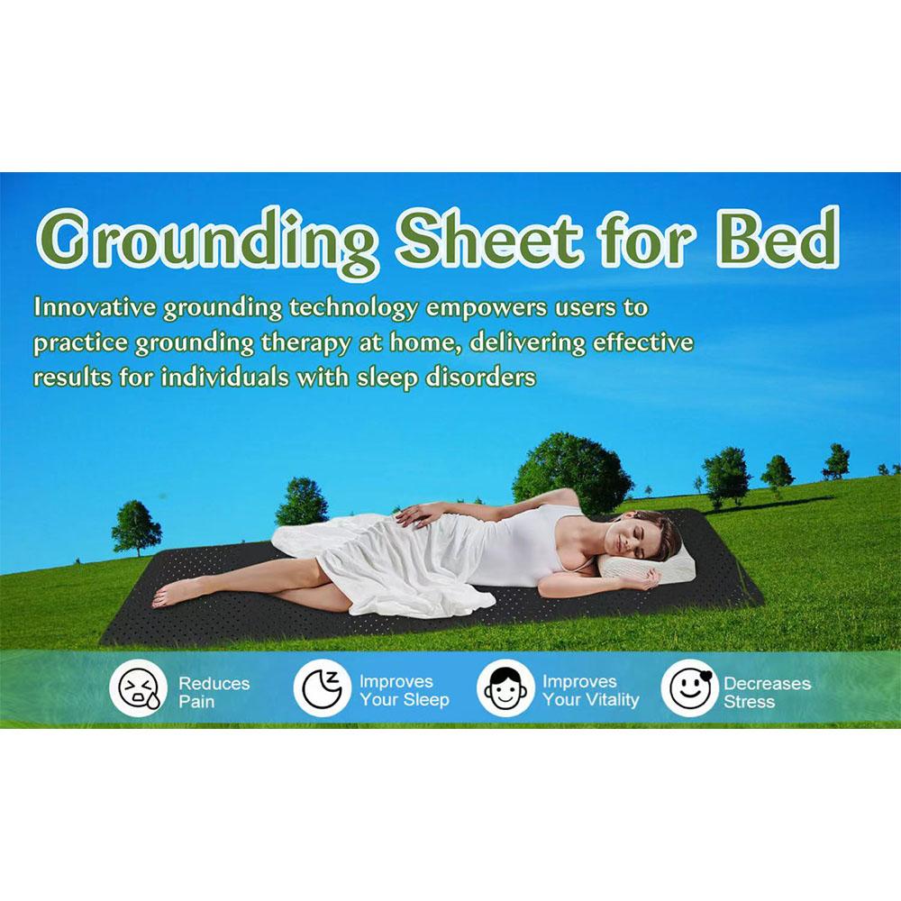 Grounding Mat for Bed Anti Slip PU Leather Grounding Pad with Grounding Cord Improves Sleep Relieves Stress & Pain