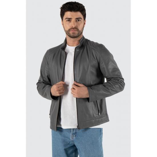 

Мужские куртки двусторонние кожаные спортивные серые пальто Slim Fit