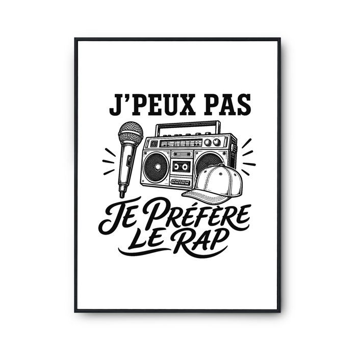 Affiche - PLANETEE - J'peux pas minimaliste - Texte Rap - Papier photo 310 g/m² - Finition perlée