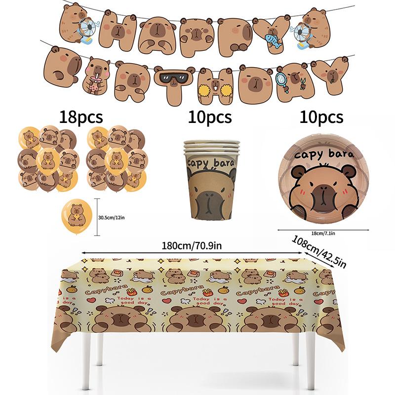 Capibara Capybara Birthday Decoration Disposable Tableware Birthday for Bara Baby Shower Tableware Balloons Capibara Cumpleaños