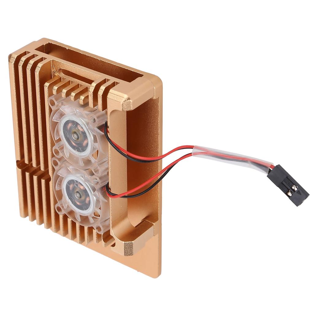 Aluminum Alloy Cooling Case Heat Dissipation Enclosure with Fan for Raspberry Pi 4 B ModelGold