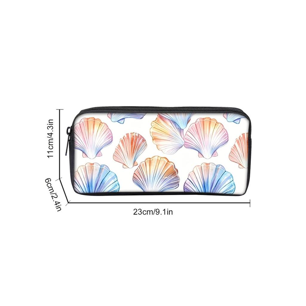 Shell Print Single Layered Pencil Case for Boy/Girls Best Gift Cartoon School Supplies Pencil Pouch for Children