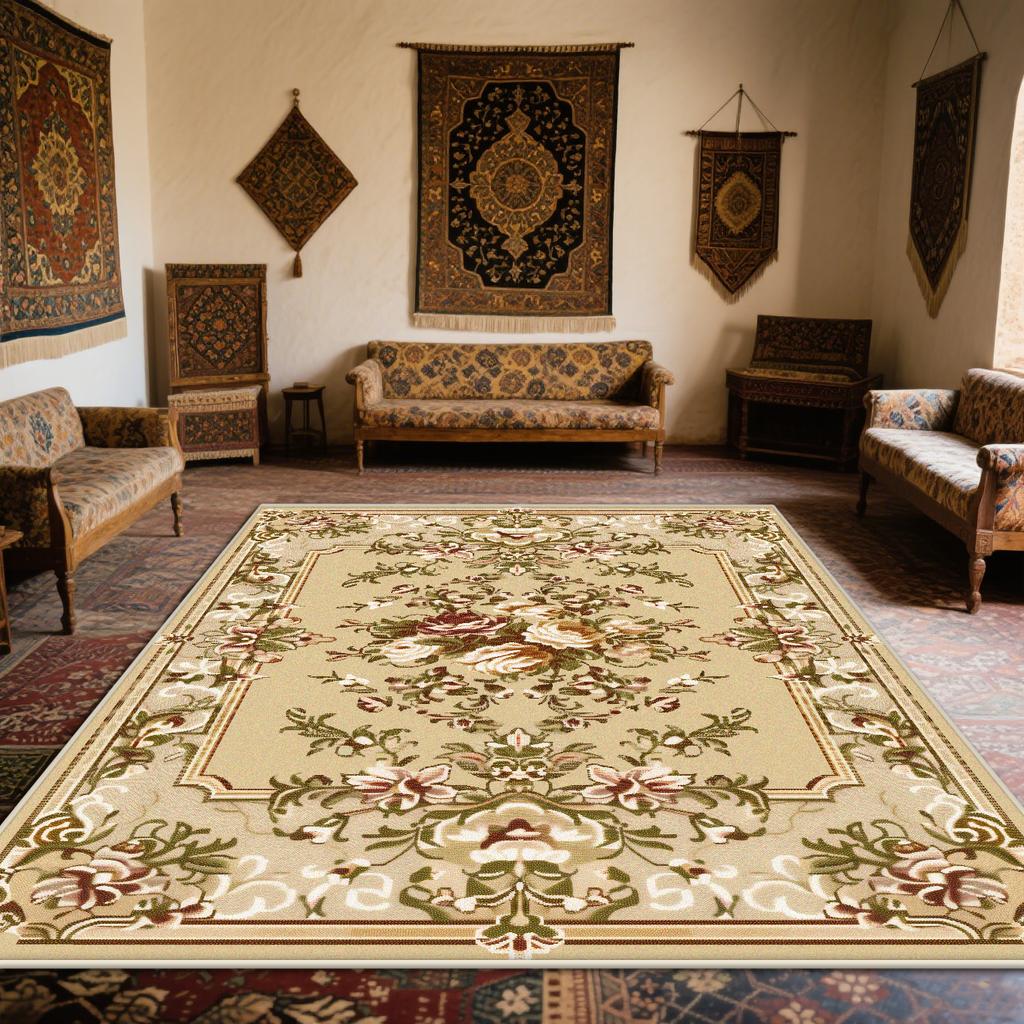 Persian Light Luxury Carpet for Living Room Non-slip Bohemian Decoration Bedroom Lounge Rug European Tatami Mat Washable Lounge