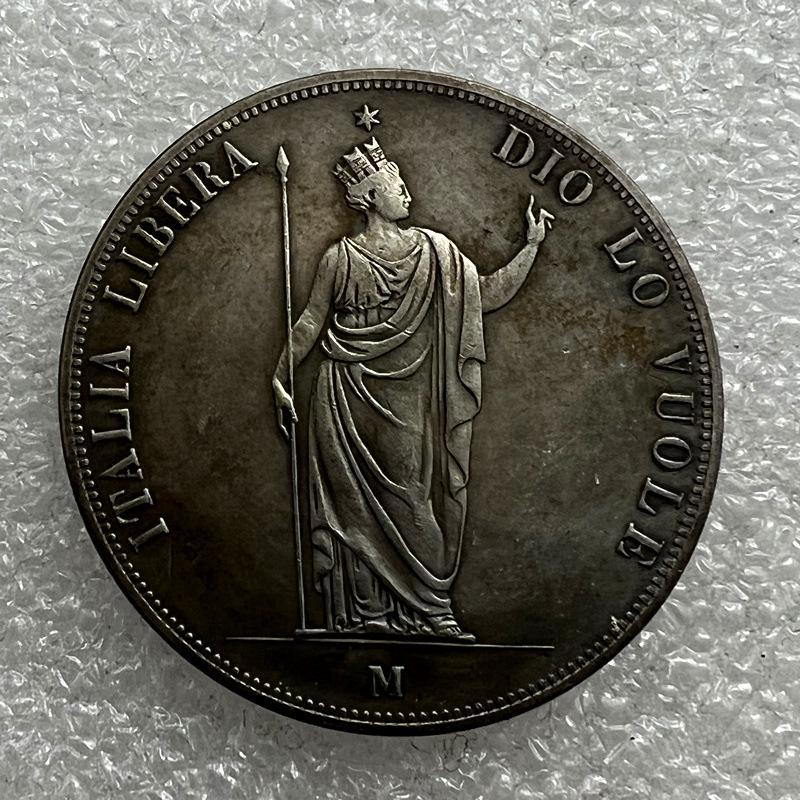 1848 Italian Antique Silver-Plated Commemorative Coin (#1316) No
