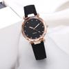 Women Casual Watch Rhinestone Round Dial Faux Leather Strap Ladies Business Formal Dress Quartz Wristwatch Fashion Jewelry Accessory Birthday Gift