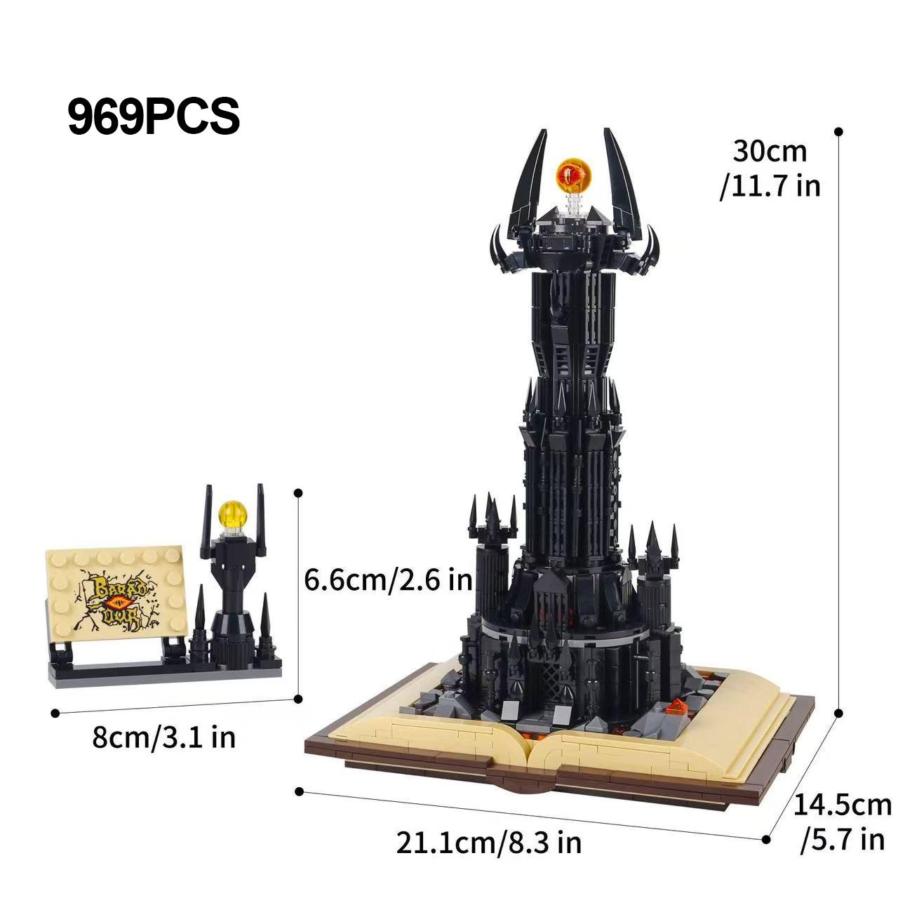 

966Pcs Black Tower Magic Book Construction Blocks Dark Magic Castle Model Assembly Blocks Set Diy Toys Gifts For Kids