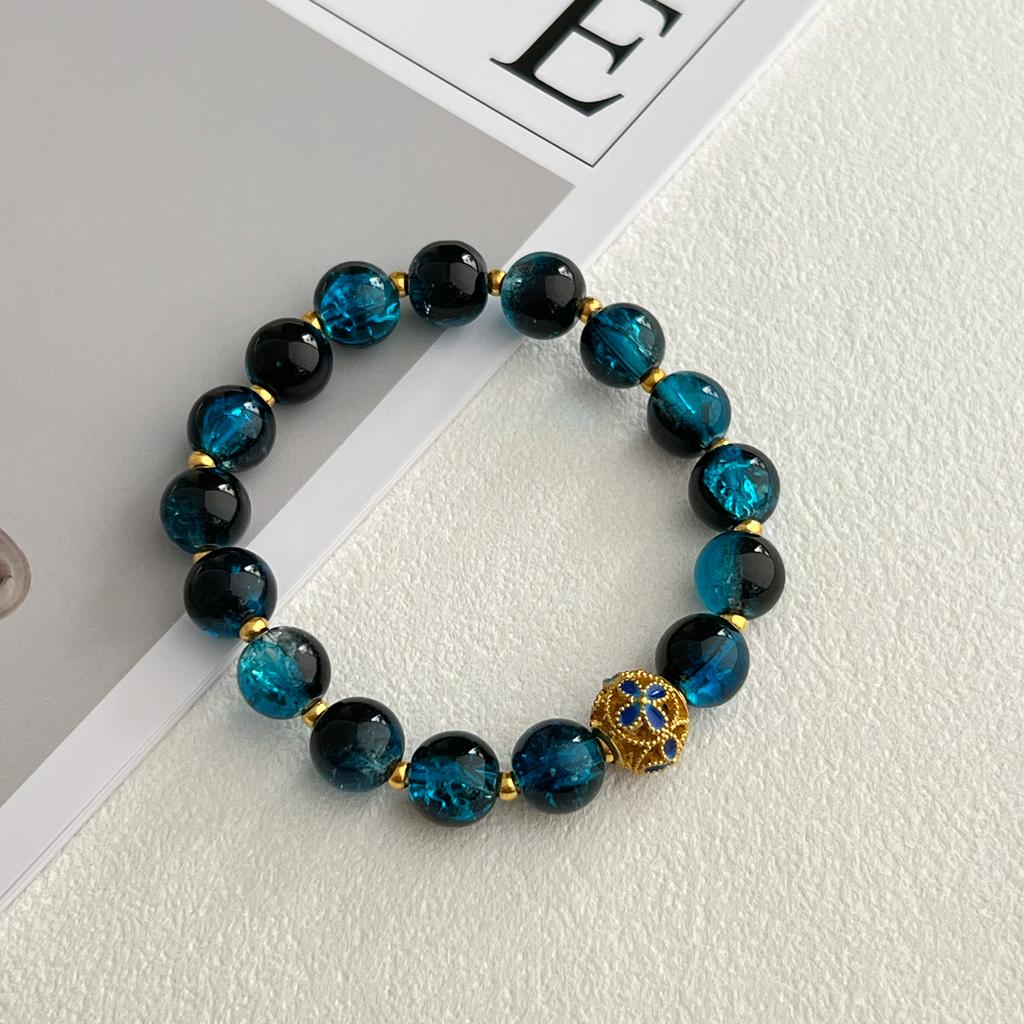 Bracelet For Women 10MM Round Handmade Glass Stone Stretch Adjustable Beaded Bracelet DIY Beading Charms Bangles Gifts For Teen Girls