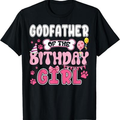Godfather Of The Birthday Girl Dogs Paw Theme Family Party T-Shirt