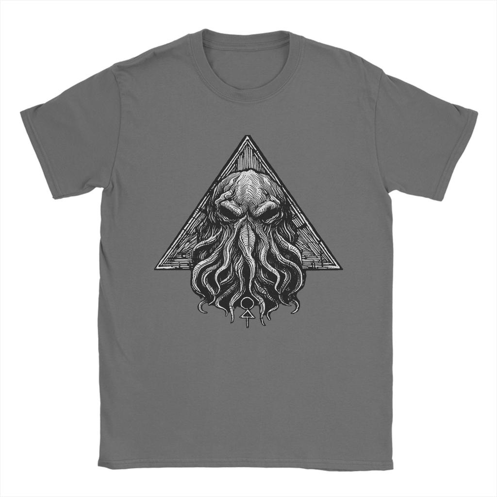 Humor Cthulhu Horror of R'Lyeh T-Shirts for Men O Neck Cotton T Shirt  Short Sleeve Tees Graphic Printed Clothing
