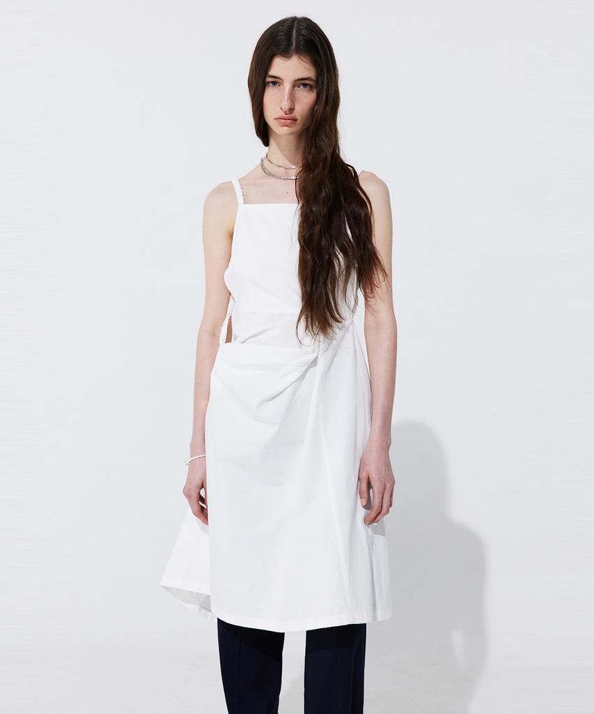 WNDERKAMMER Shirring Back Line Layered Dress_White