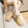 New Women's Boots Winter Velvet Warm Shoes Casual Mid Top Girls Shoes Trendy Thick Bottom Comfortable Womens Snow Boots Solid