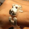 Metal Rhinestone Dog Rings Open Mouth Design Fashion Jewelry Cute Cat Ring  Work