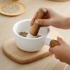 with Wood Handle Hand-held Mashing Jar Manual Pottery Grinding Bowl  Household