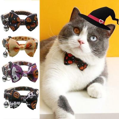 Çan Cadılar Bayramı Kedi Yaka Ayarlanabilir Kedi Kabak Papyon Festivali Partisi ile