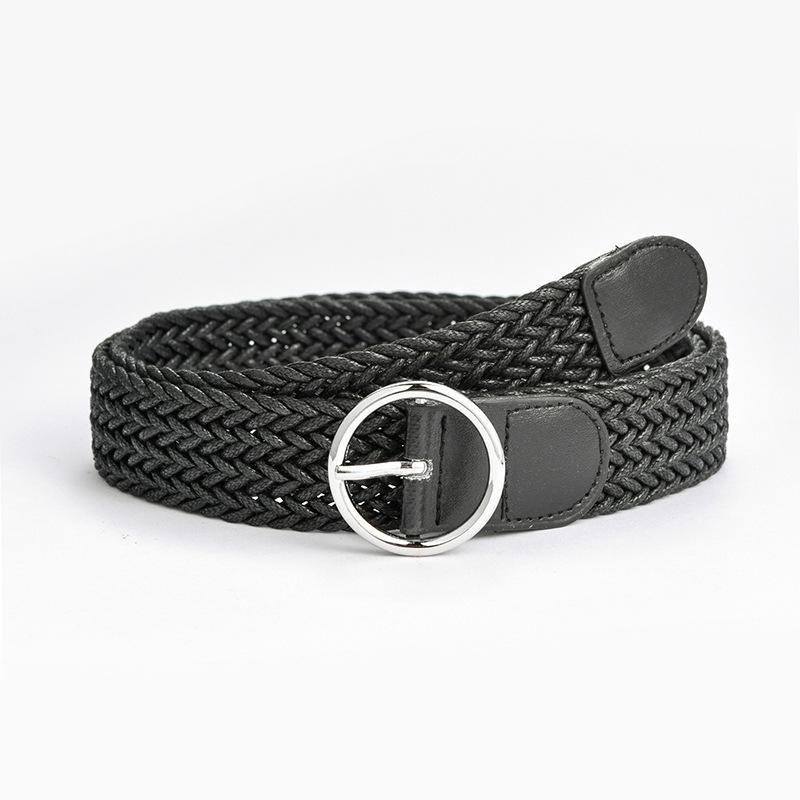 Candy Color Ladies Round Buckle Belt Retro Twist Wax Rope Braided Decorative Jeans Belt