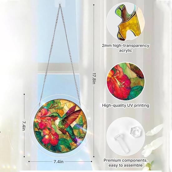 Acrylic Puzzle Suncatcher, Stained Glass Window Hanging Ornament with Double-side UV Printed Design, Colorful DIY Jigsaw Puzzle Suncatcher