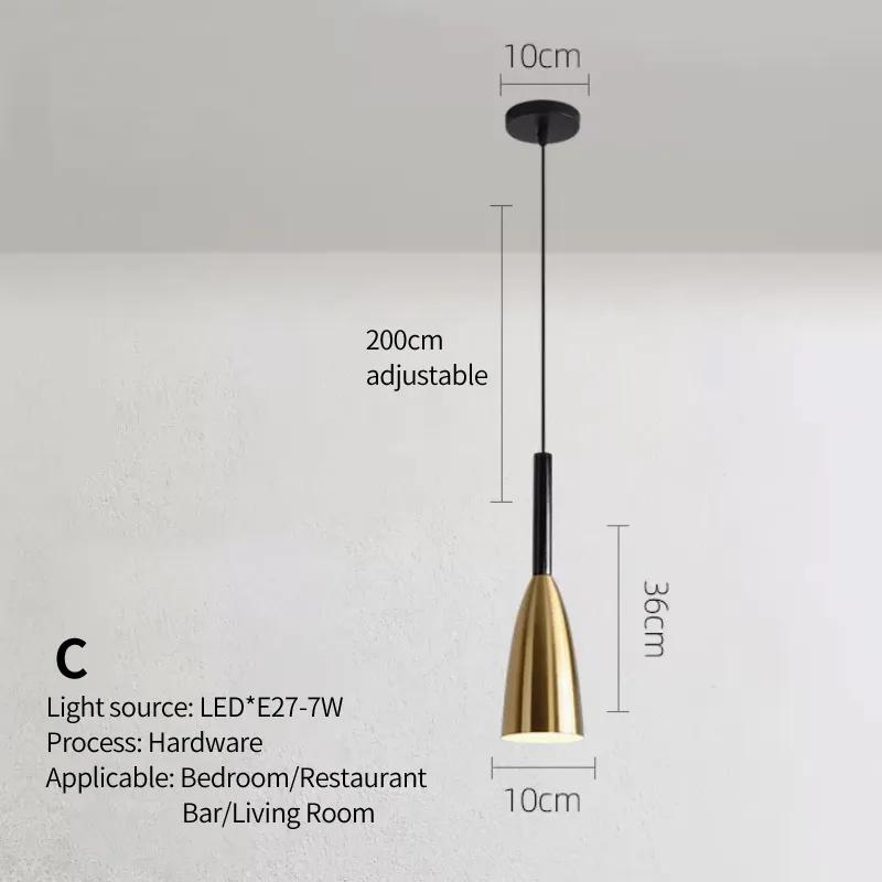 Nordic single head chandelier golden small suspended lamp for home bedroom bedside bar clothing store cafe pot lid creative lamp