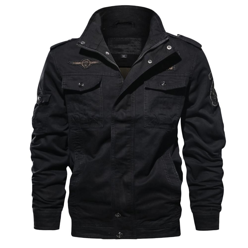 

Fashion Men Winter Vintage Zipper Solid Turn-down Collar Long Sleeve Coat XXL чёрный