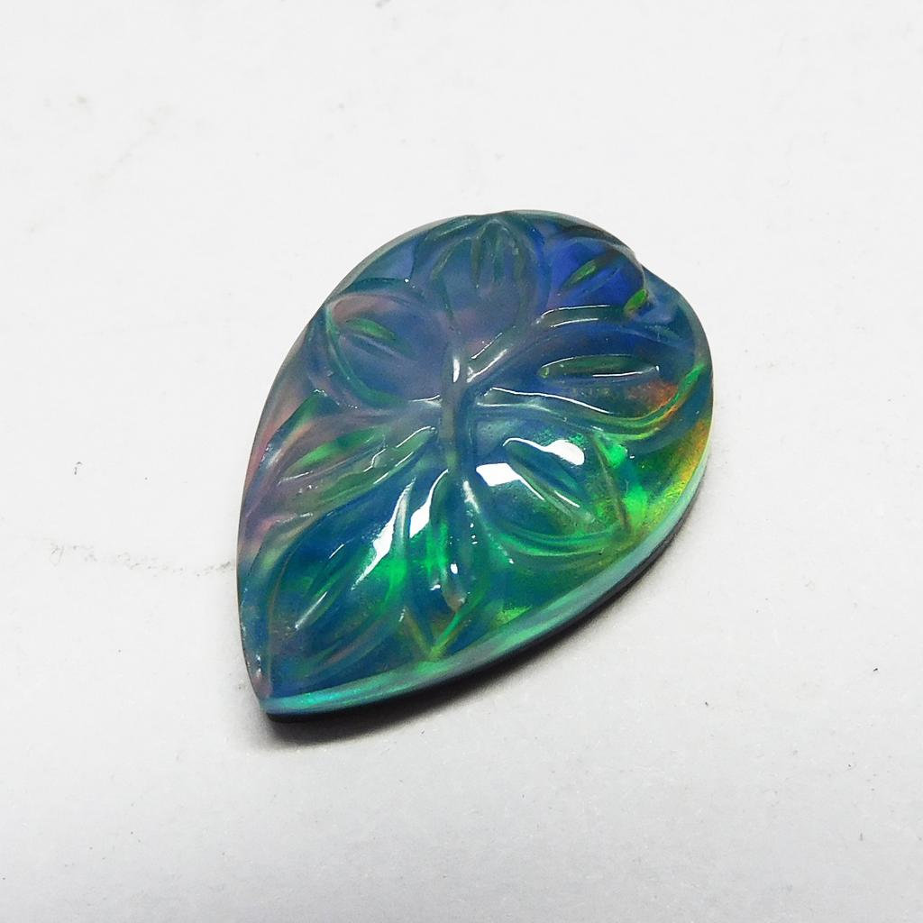 Lab-Created Opal Loose Gemstone Pear Cut 5.10 ct Multi Color Doublet for Jewelry Making and Crafts