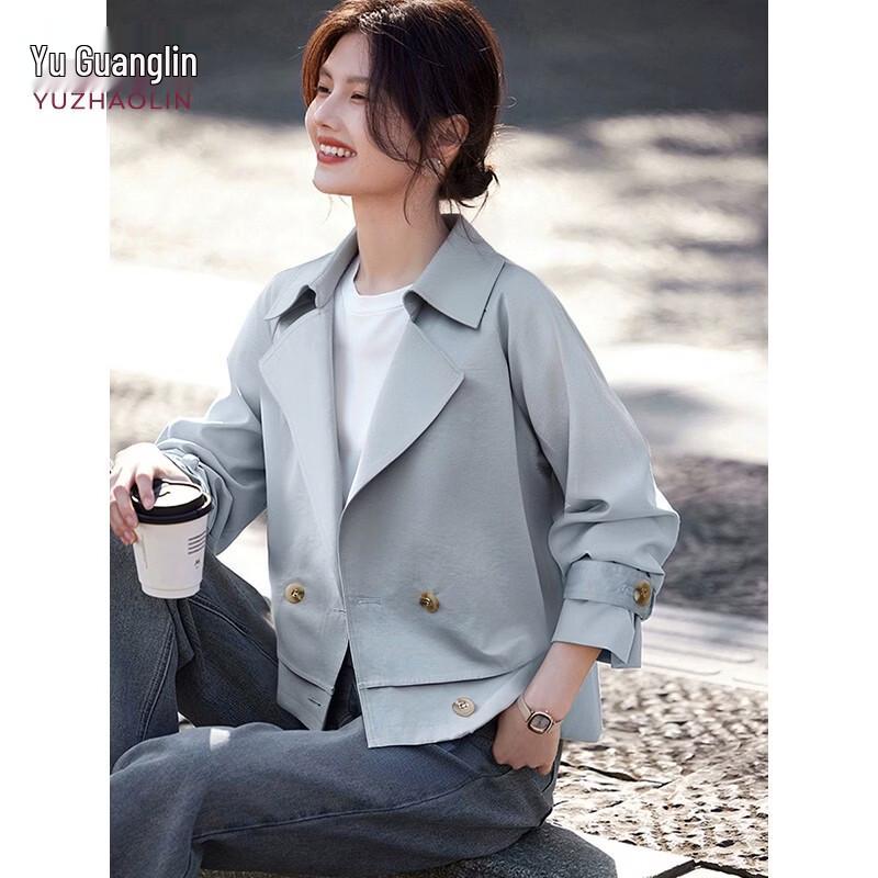 Women s Short Double-Breasted Trench Coat L