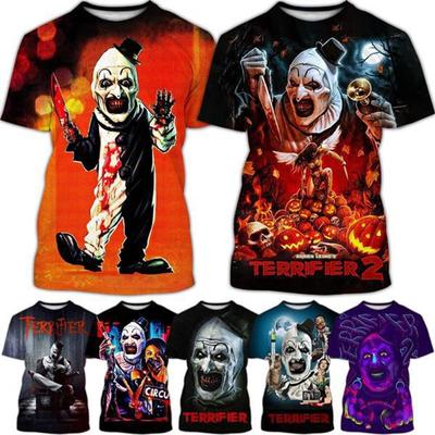 Horror Movie Terrifier 3D Printed Men's Casual Fashion Summer Thriller Halloween Short Sleeve Hip Hop Funny Cool T Shirt Tops