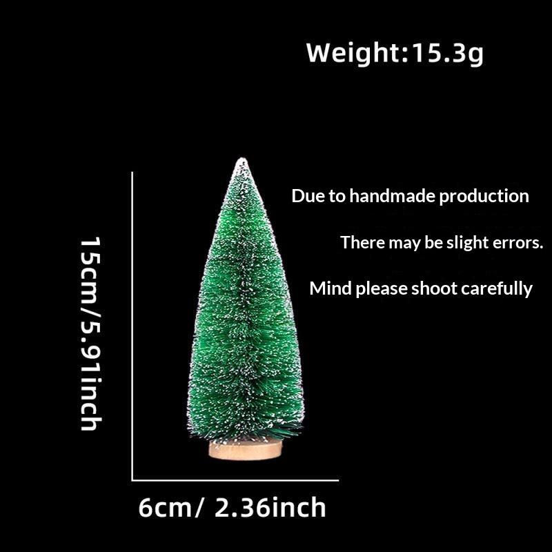 Mini Artificial Christmas Trees With Snow Frosted Finish Wooden Bases For Tabletop Decor Holiday Party Home Diy Crafts