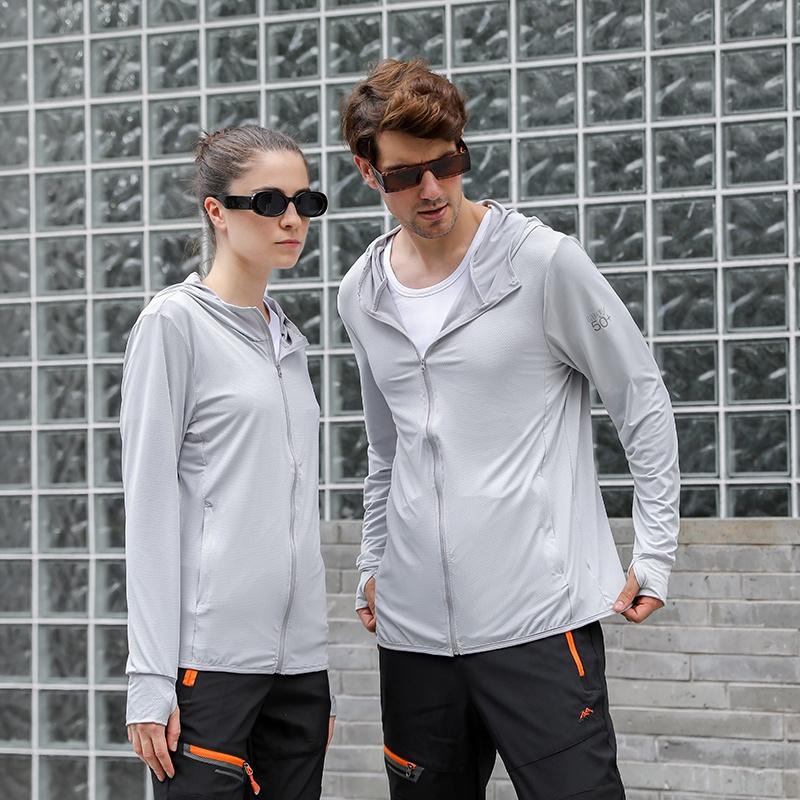 UPF 50+ Sun Protection Hoodie Jacket, Lightweight Ice Silk Breathable Sunscreen Clothing with Pockets for Fishing, Hiking