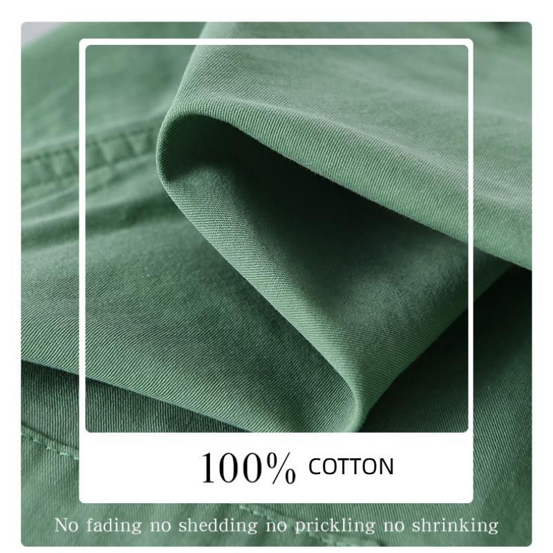 Summer Fashion Short Sleeve Shirt Men Japanese Style Workwear Double Pockets Shirt Pure Cotton Lapel Collar Casual Men Tops