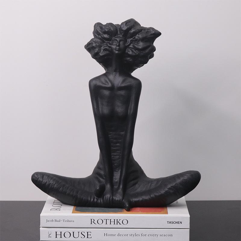 Black and White Minimalist Girl Sculptures for Living Room Decor – Special Offer