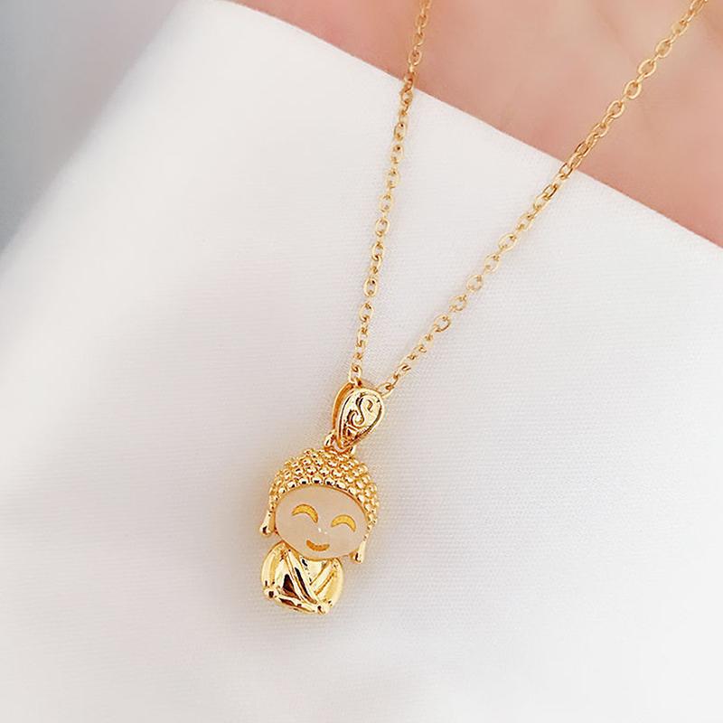 Šťastný malý přívěsek Buddhy Maitréji Dámské náhrdelníky Vintage styl Titanová ocel Dámské řetízky Šperky