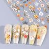 5D  Daisy Embossed Nail Stickers Colorful  Fresh Floral Designs Five-Petal Flower Self-Adhesive Diy Nail Art Decals Decorations