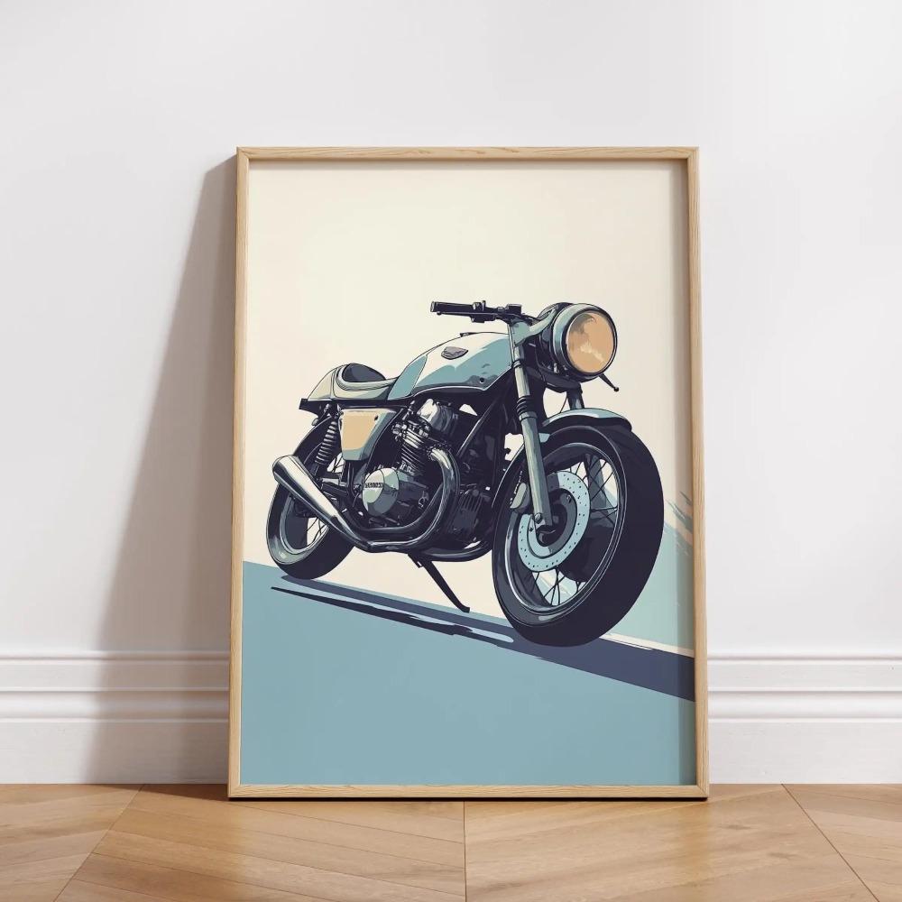 Vintage Cafe Racer Poster – Grunge Motorcycle Wall Arts Rustic Garage Decor Bold Bike Print Retro Biker Gift Industrial Vibes