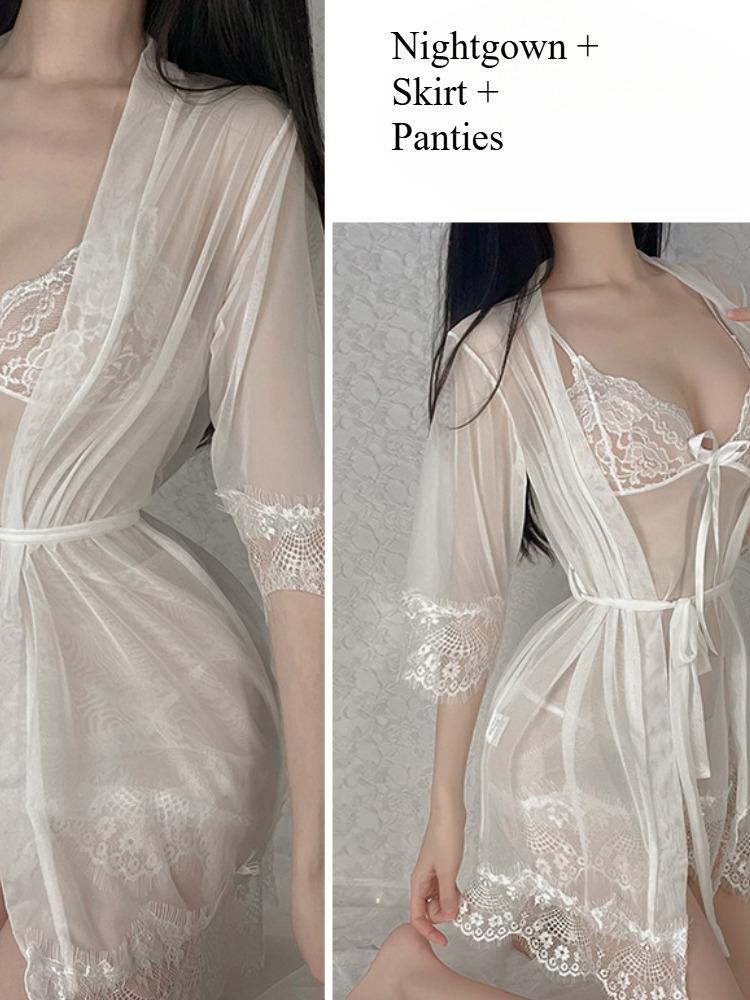 Red Sexy Christmas Lingerie Women Lace Hollow Bodysuit Erotic Costumes Teddy Nightdress Outfit Deep V Exotic Porn Underwear Set