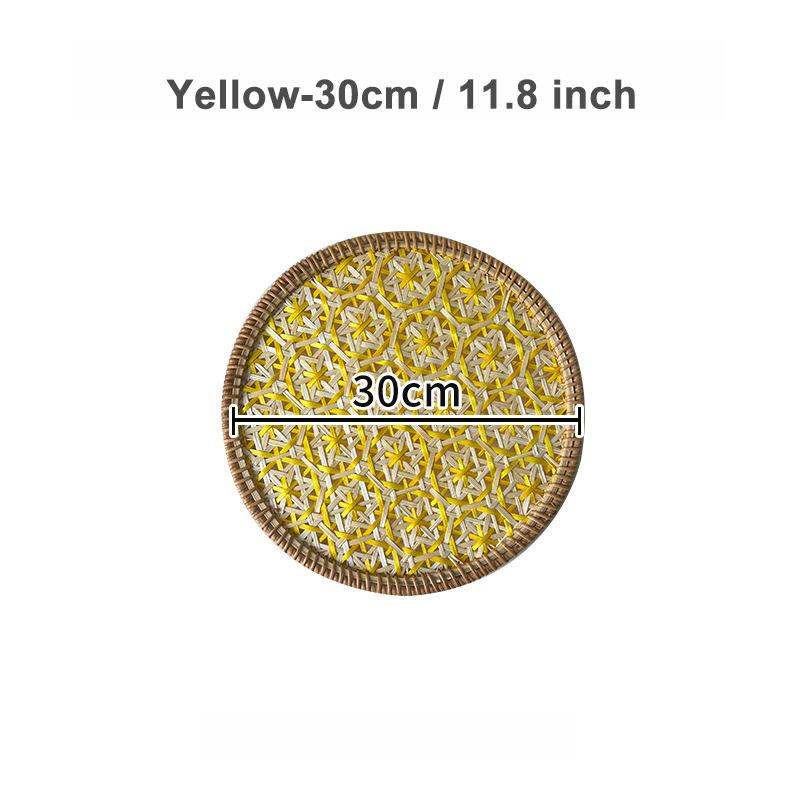 Nordic Rattan Decorative Tray Natural Wicker Handwoven Home Decor Rattan Insulation Mat Southeast Asian Ethnic Wall Decoration