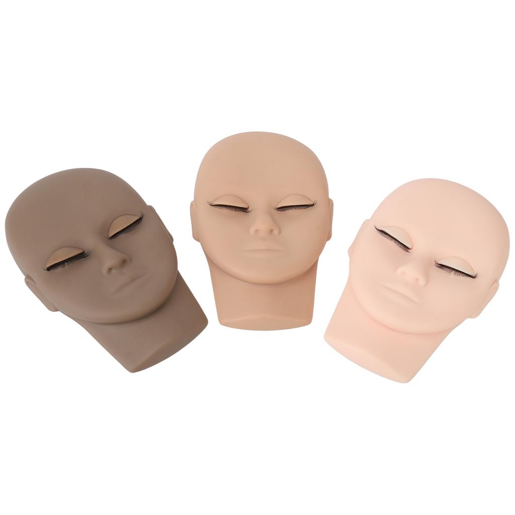 3pcs Lash Mannequin Head with Replaceable Eyelid Reusable Eyelash Extension Mannequin for Practice