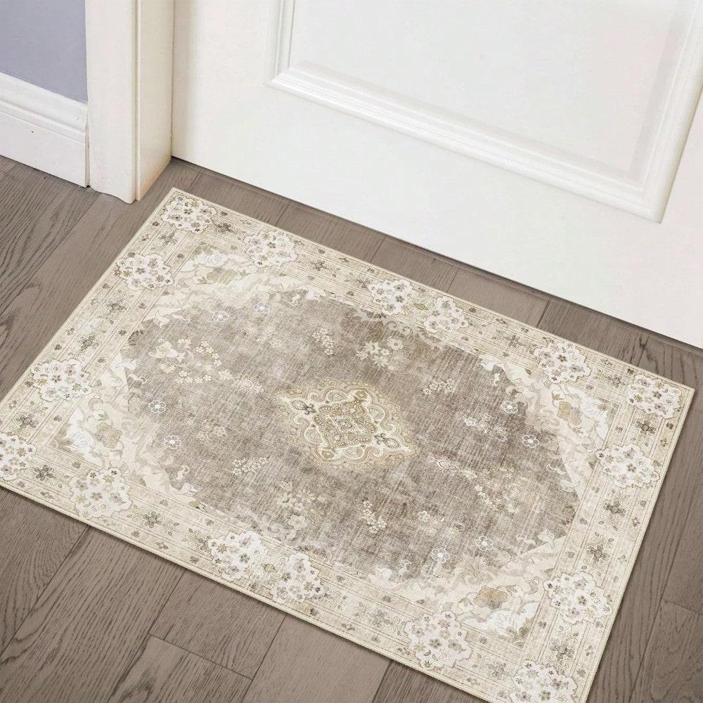 Small Washable Rugs Carpet Mat Non Slip Boho Vintage Distressed Farmhouse Home Decoration For Entryway Kitchen Bathroom Bedroom