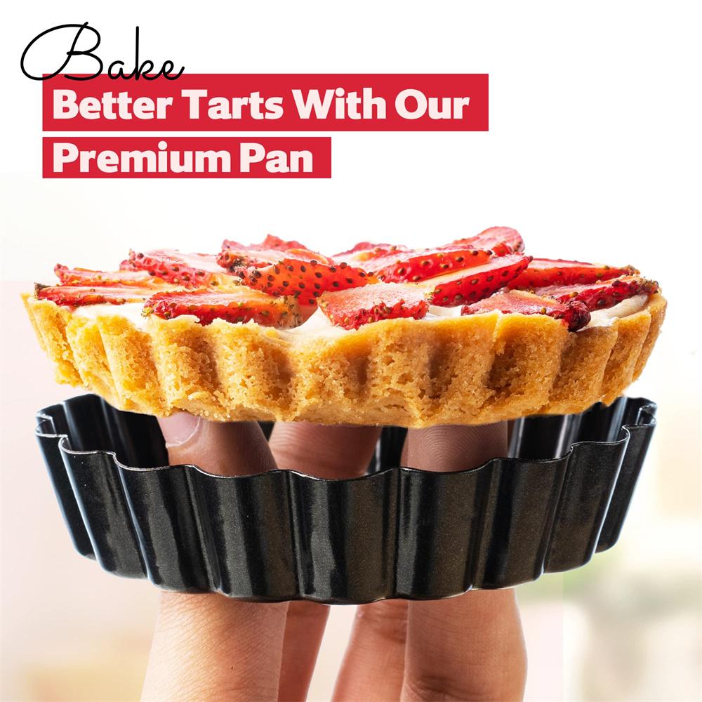 5pcs 8/10/12cm Mini Tart Pans Egg Tart Molds with Removable Bottom Non Stick Small Fluted Cupcake Tins Tarts Quiche Pan for Pies