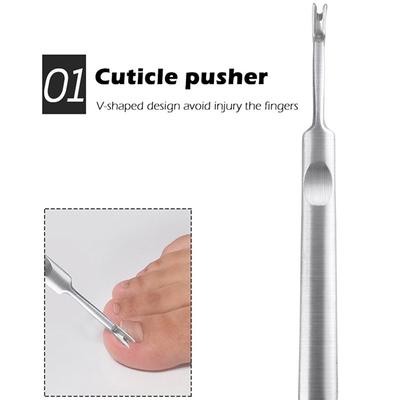 Stainless Steel Foot Care Cuticle Pusher Remover Nail Cleaner Pedicure Tools